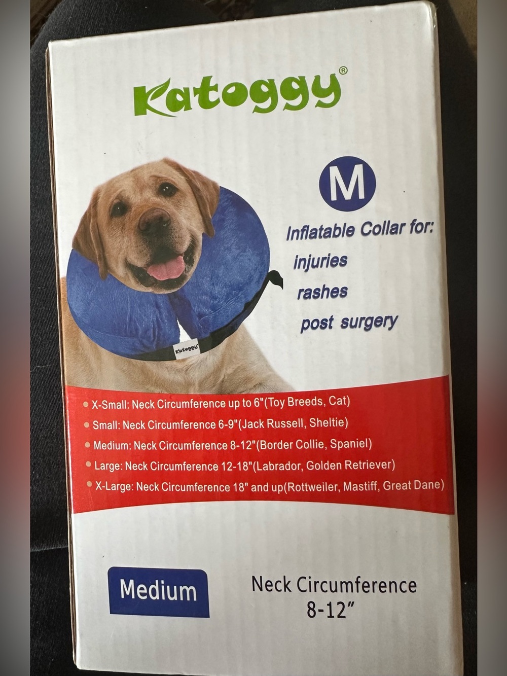 Katoggy Inflatable Dog Collar Medical Protection M 8-12" Spaniel, Border Collie
